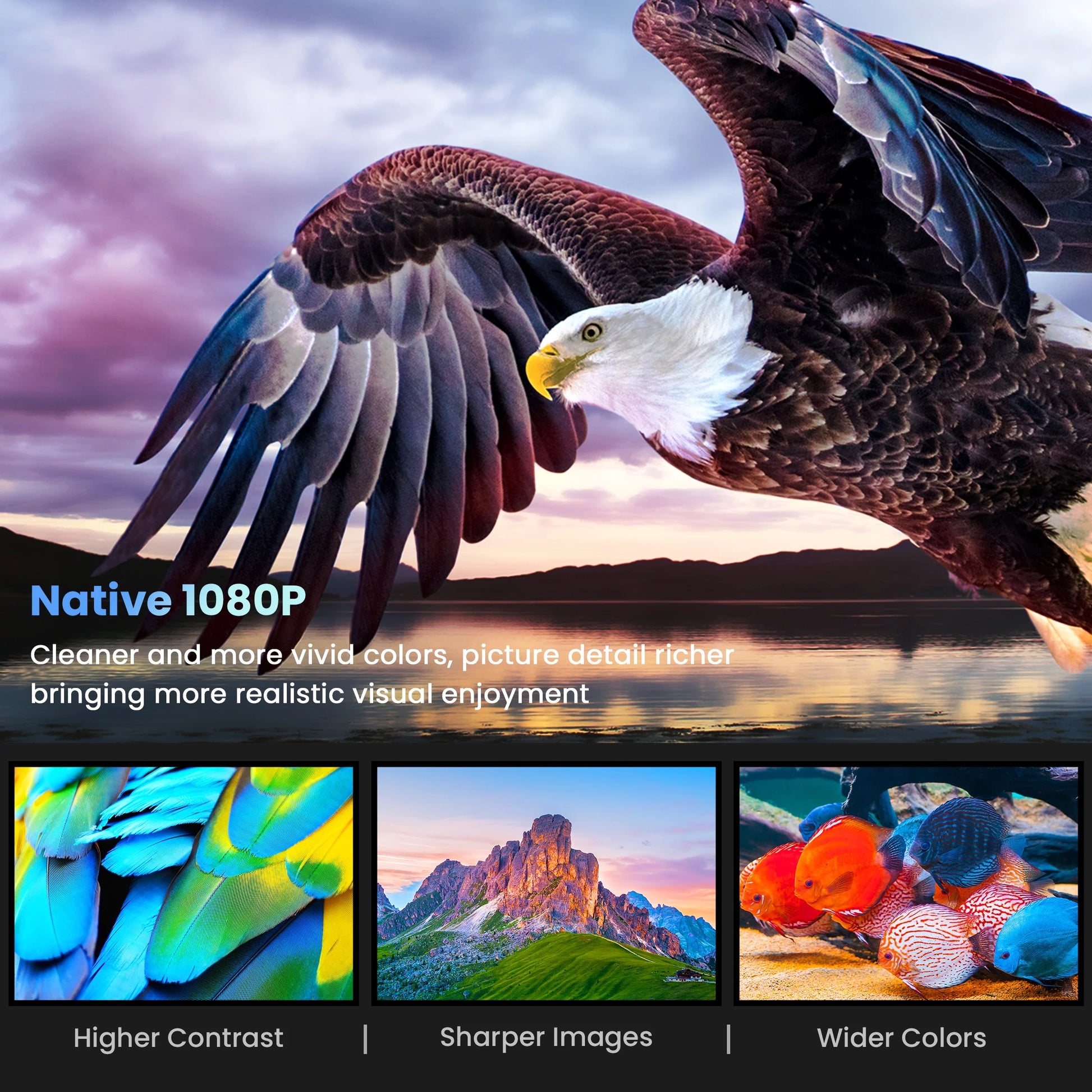 Proyector Wifi Bluetooth, Proyector De Películas Portátil Nativo 1080P Para Hogar Y Exterior, Proyector De Vídeo HD Completo Compatible Con Teléfono/Portátil/Pc/Tv Stick/Usb/Tarjeta Sd (Trípode Incluido)